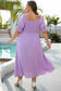 Wisteria Swiss Dot Smocked Frilled Neckline Short Sleeve Plus Size Dress