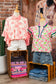 Pink Double Polka Dot Printed Ruffle Trim Short Sleeve Babydoll Shirt