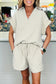 Purple Stripe Dolman Sleeve Polo Shirt and Drawstring Shorts Set