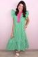 Bright Green Summer Color-Blocked Plaid Pattern Midi Dress