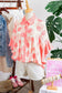 Pink Double Polka Dot Printed Ruffle Trim Short Sleeve Babydoll Shirt