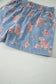 Sky Blue Floral Denim Short Sleeve Top Loose Shorts 2pcs Set
