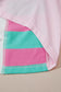 White Striped Colorblock V Neck Shift Long Sleeve Plus Size Blouse