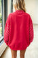 Fiery Red Polka Dot Contrast Round Neck Long Sleeve Baggy Sweatshirt