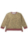 Brown Plus Size Leopard Print Contrast Polka Dot Trim Long Sleeve Top