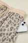 Khaki V Neck Collar Leopard Printed 2pcs Short Set