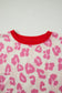Rose Unique Leopard Print Contrast Trim Top Loose 2pcs Short Set