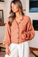 Apricot Pink Wide Rib Knit Button Front Dolman Sleeve Sweater Cardigan