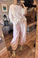 Pink Abstract Print Drop Shoulder Drawstring Waist Drawstring Hem Pant Set