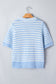 Green Stripe Short Sleeve Knit V Neck Bow Knot Sweater