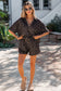 Brown V Neck Collar Leopard Printed 2pcs Short Set