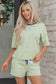 Rose Stripe Drop Shoulder Boxy Casual Terry Short Set