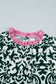 Green Damask Print Ruffled Color Block Detail Half Sleeve Blouse