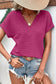 Beau Blue Textured Wide Sleeve V Neck T Shirt