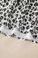 Gray Ruffled Trim V Neck Leopard Print Short Sleeve Blouse