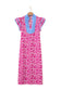 Pink Floral Print Color Block Patchwork V Neck Short Sleeve Midi Dress