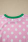 Pink Polka Dot Contrast Edge Casual Short Set
