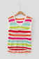 Multicolour Striped Eyelet Knit V Neck Sweater Tee