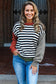 Color black Striped Panels Colorblock Sleeve Chic Sweater