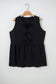 Coffee Plus Size Solid Color Bow Tie Peplum Tank Top