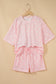 White Exposed Seam Detail Polka Dot Loose Tee Drawstring Shorts Set