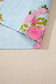 Sky Blue Floral Printed Contrast Ricrac Detail Bubble Sleeve Dress