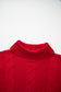 Jet Stream Cable Knit Turtleneck Ruffled Short Sleeve Sweater