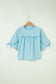 Yellow Cream Tie Half Sleeve Pleated Detail Babydoll Blouse