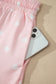 White Exposed Seam Detail Polka Dot Loose Tee Drawstring Shorts Set