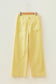 Yellow Solid Color Scalloped Patch Pocket Shift Jeans