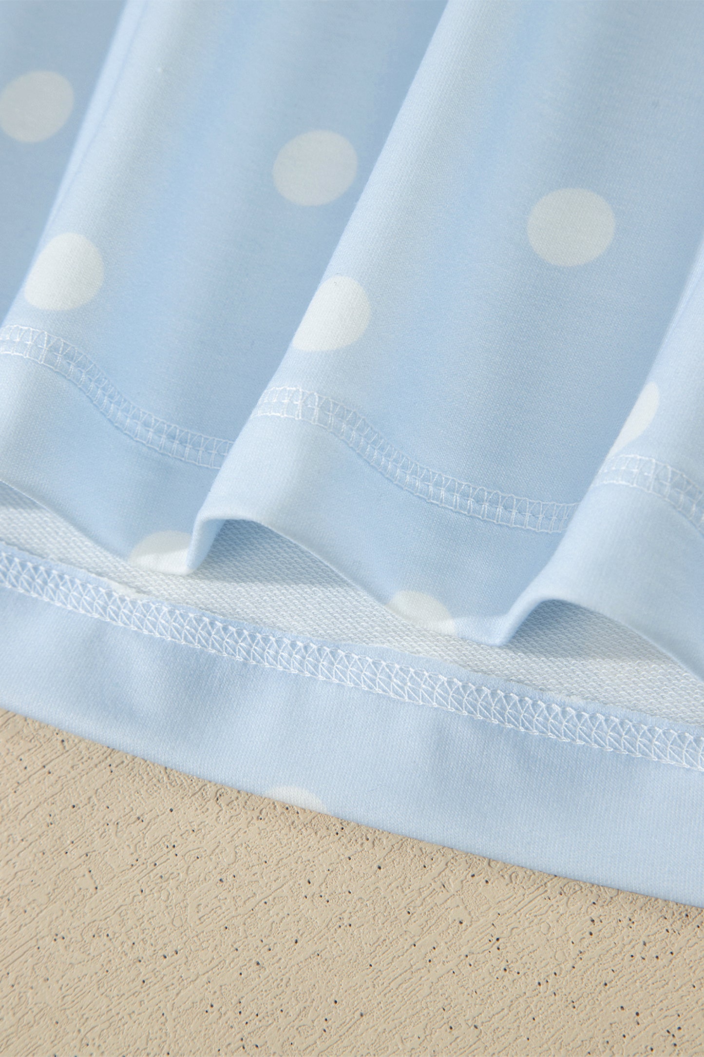 White Exposed Seam Detail Polka Dot Loose Tee Drawstring Shorts Set