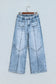 Beau Blue Frayed Studded Detail Wide Leg Pocketed Jeans