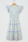 Purple Tulip Floral Print Contrast Trim Midi Dress