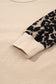 Gray Morn Leopard Sleeve Waffle Knit Split Hem Top