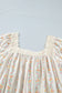 Multicolour Floral Print Contrast Ribbon Bow Lace Trim Square Neck Mini Dress