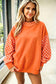 Fiery Red Polka Dot Contrast Round Neck Long Sleeve Baggy Sweatshirt