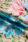 Sky Blue Contrast Trim V Neck Cuffed Bracelet Sleeve Floral Blouse