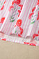 Pink Floral Striped Print Tie Notched Neck Puff Sleeve Flared Mini Dress