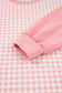Red Color Block Plaid Patchwork Long Sleeve Pullover Wide Leg Pant Set