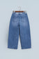 Beau Blue Solid Patchwork Grommet Tie Waist Loose Ankle-Length Jeans