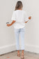 Sail Blue Color Block Chest Pocket Patched Casual Short Sleeve Top