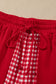 Red Color Block Plaid Patchwork Long Sleeve Pullover Wide Leg Pant Set