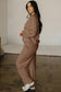 Bright Pink Polo Collar V Neck Pullover and Drawstring Sweatpants Set