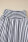 Black Stripe Shirred High Waist Loose Summer Pants