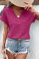 Beau Blue Textured Wide Sleeve V Neck T Shirt