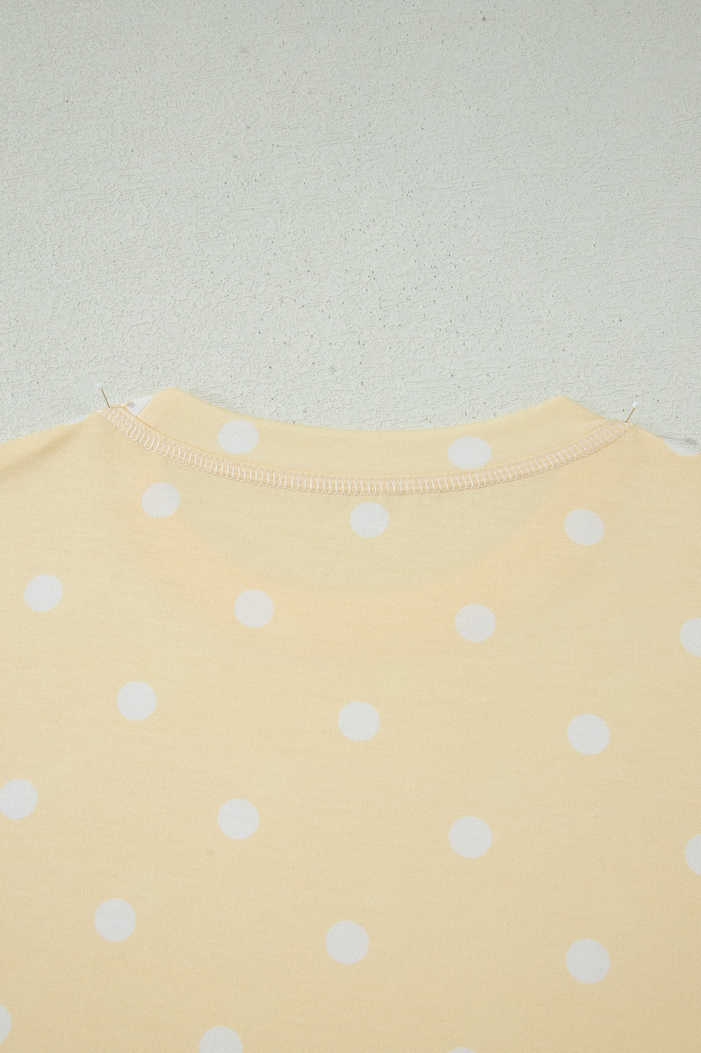 White Exposed Seam Detail Polka Dot Loose Tee Drawstring Shorts Set