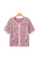 Pink Leopard Button Down Short Sleeve Sweater Cardigan