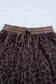 Brown V Neck Collar Leopard Printed 2pcs Short Set