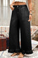 Dirty blue Plus Size Elastic Waist Ruffled Wide Leg Denim Pants
