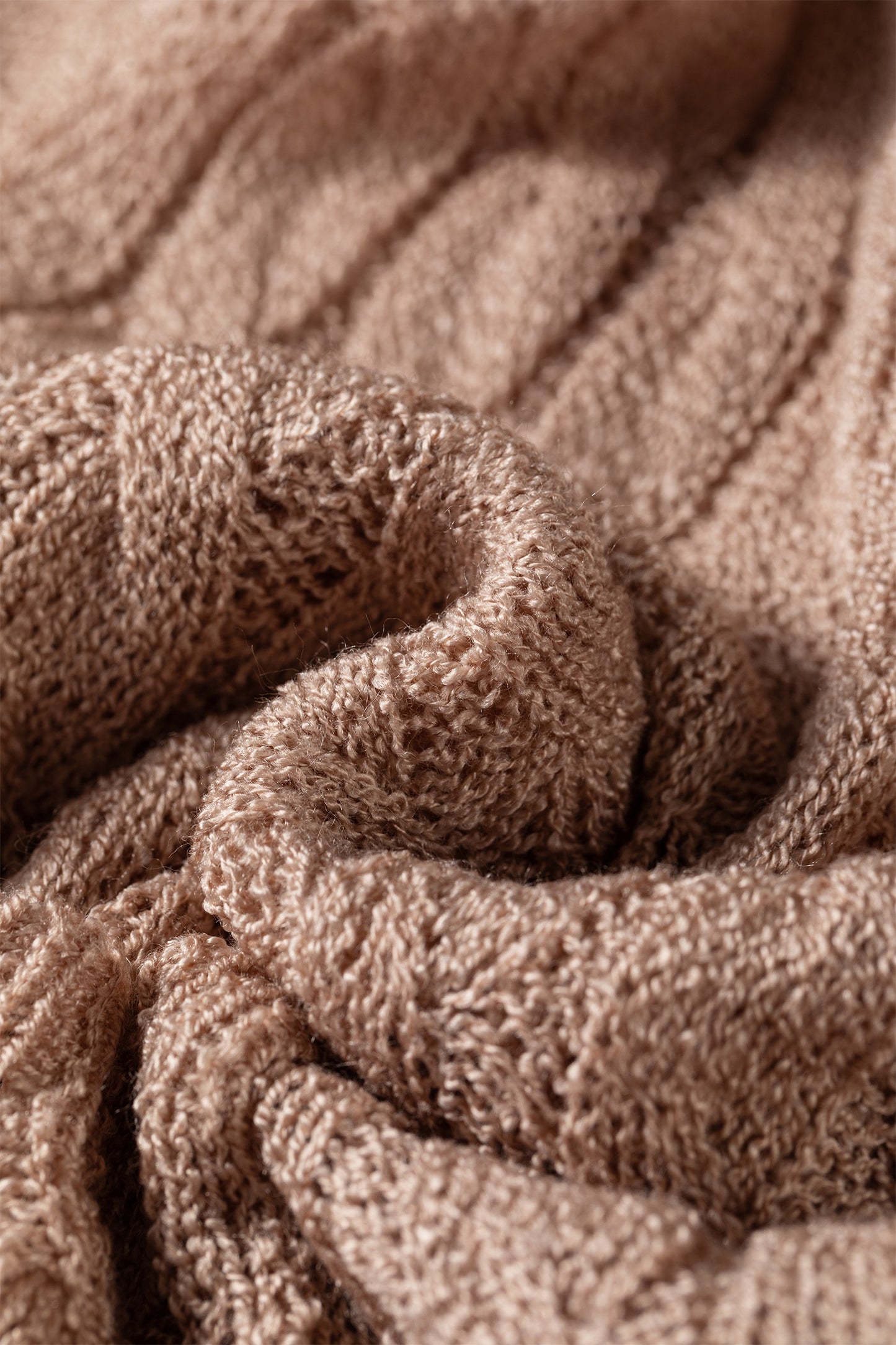 Old Rose Drop Shoulder Crochet Knit Open Front Cardigan